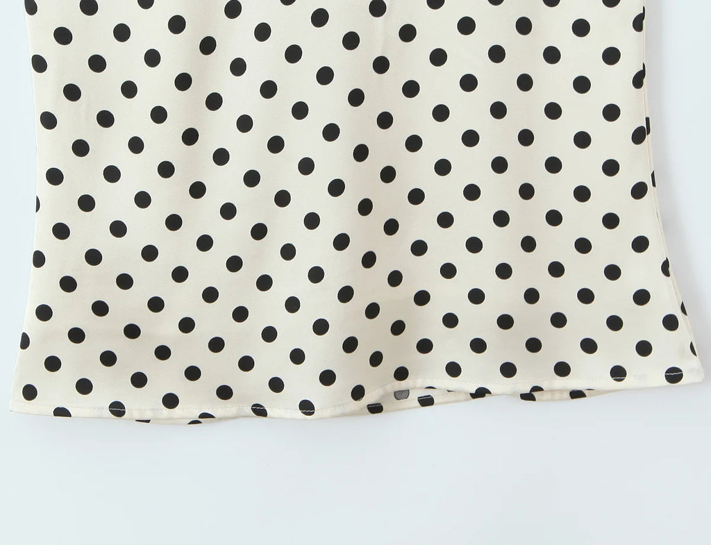 Polka Dot Lace Trim Plunge Maxi Dress
