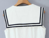 Sailor Collar Bow Front Button Midi Dress