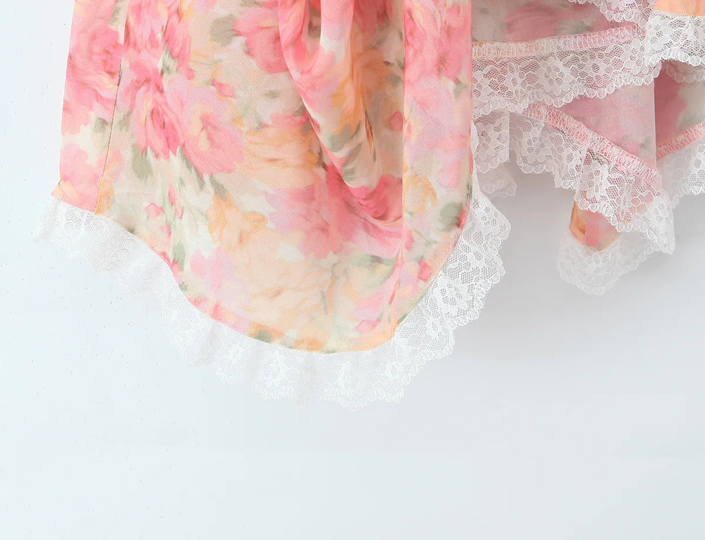 Rosette Lace Corset Mini Dress