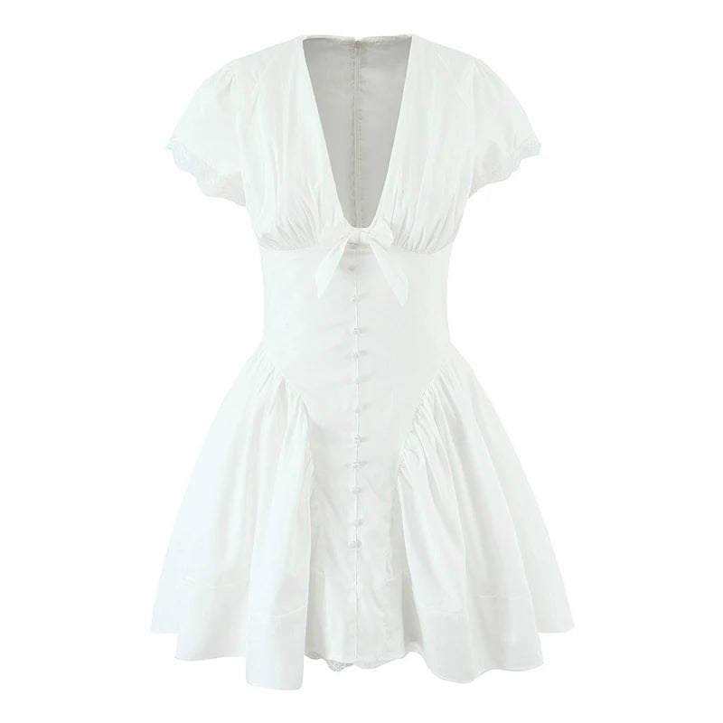 Tie Front Plunge Mini Dress