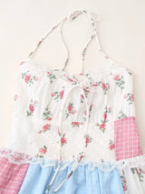 Halter Tie Patchwork Lace Maxi Dress