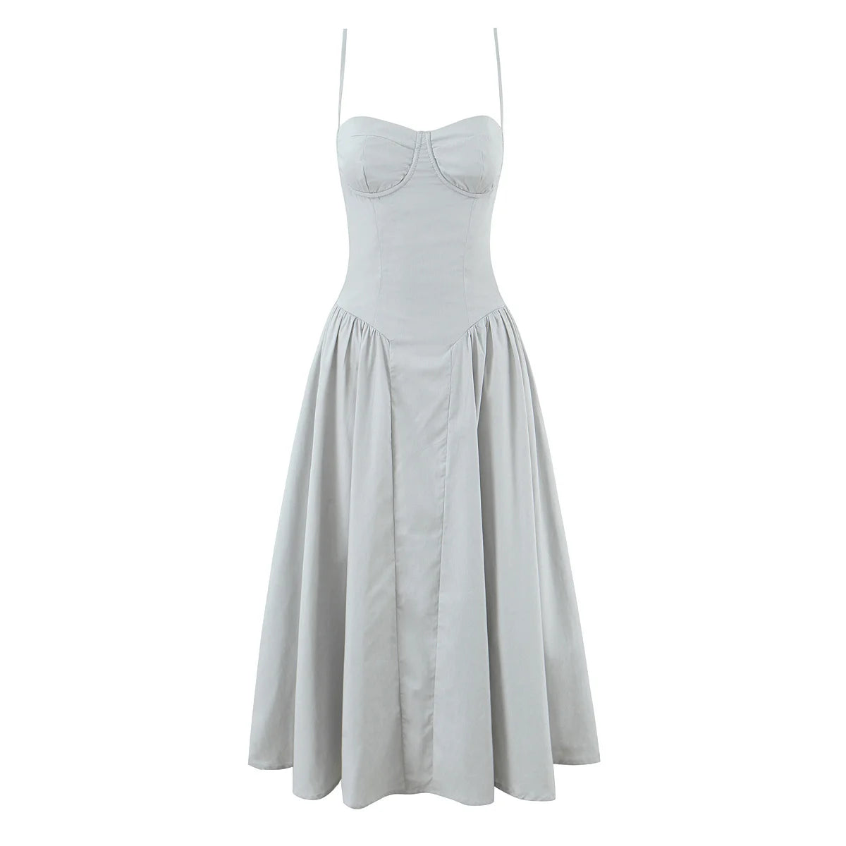 Strapless Corset Bodice Full Skirt Midi Dress
