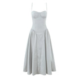 Strapless Corset Bodice Full Skirt Midi Dress