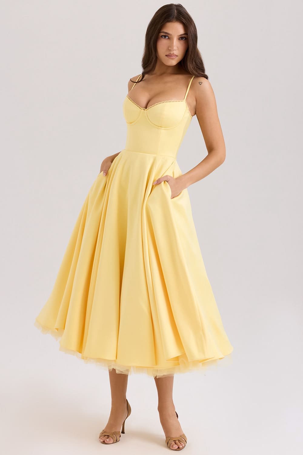 Structured Bustier A Line Midi Dress