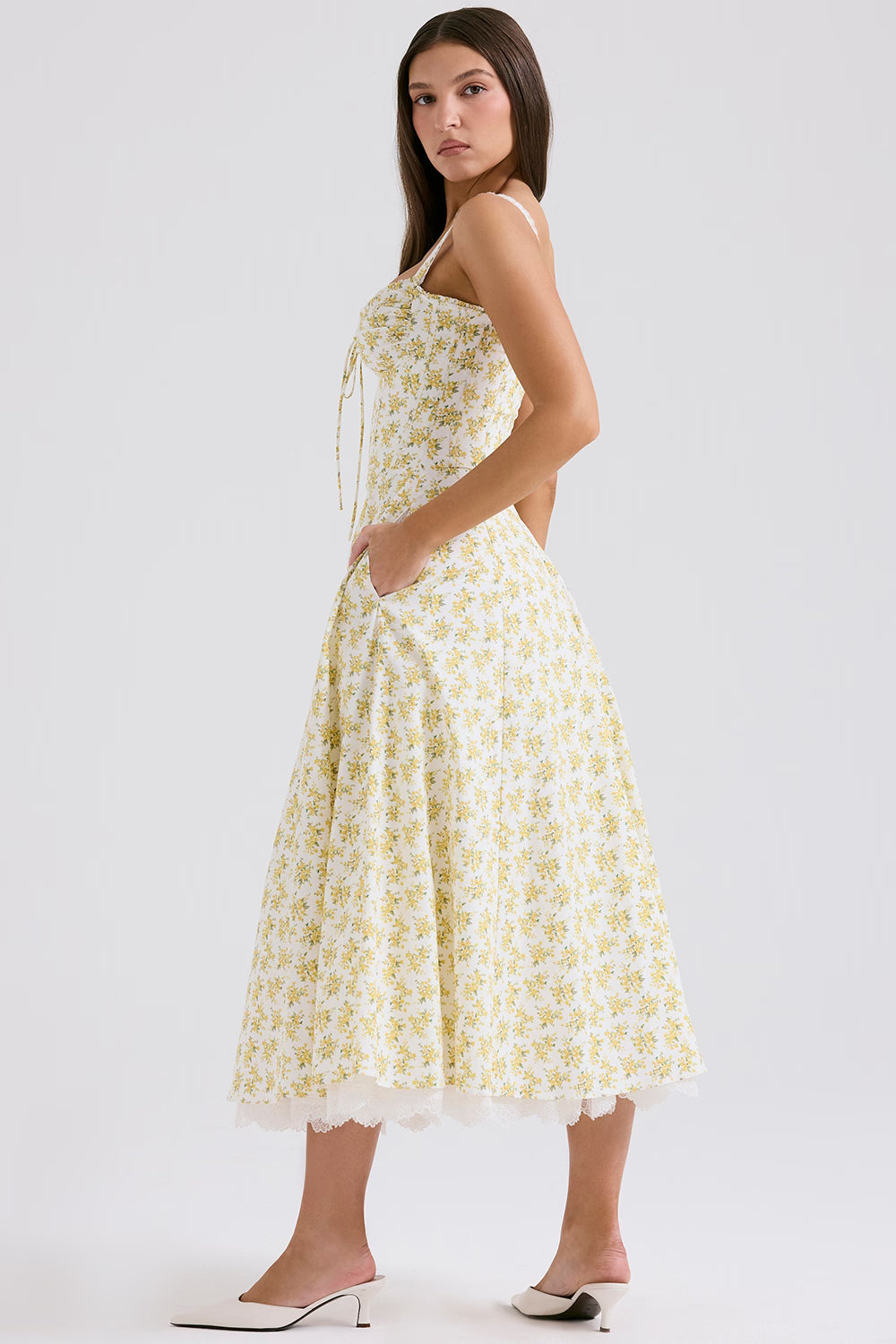 Tie Bust Sweetheart Midi Dress