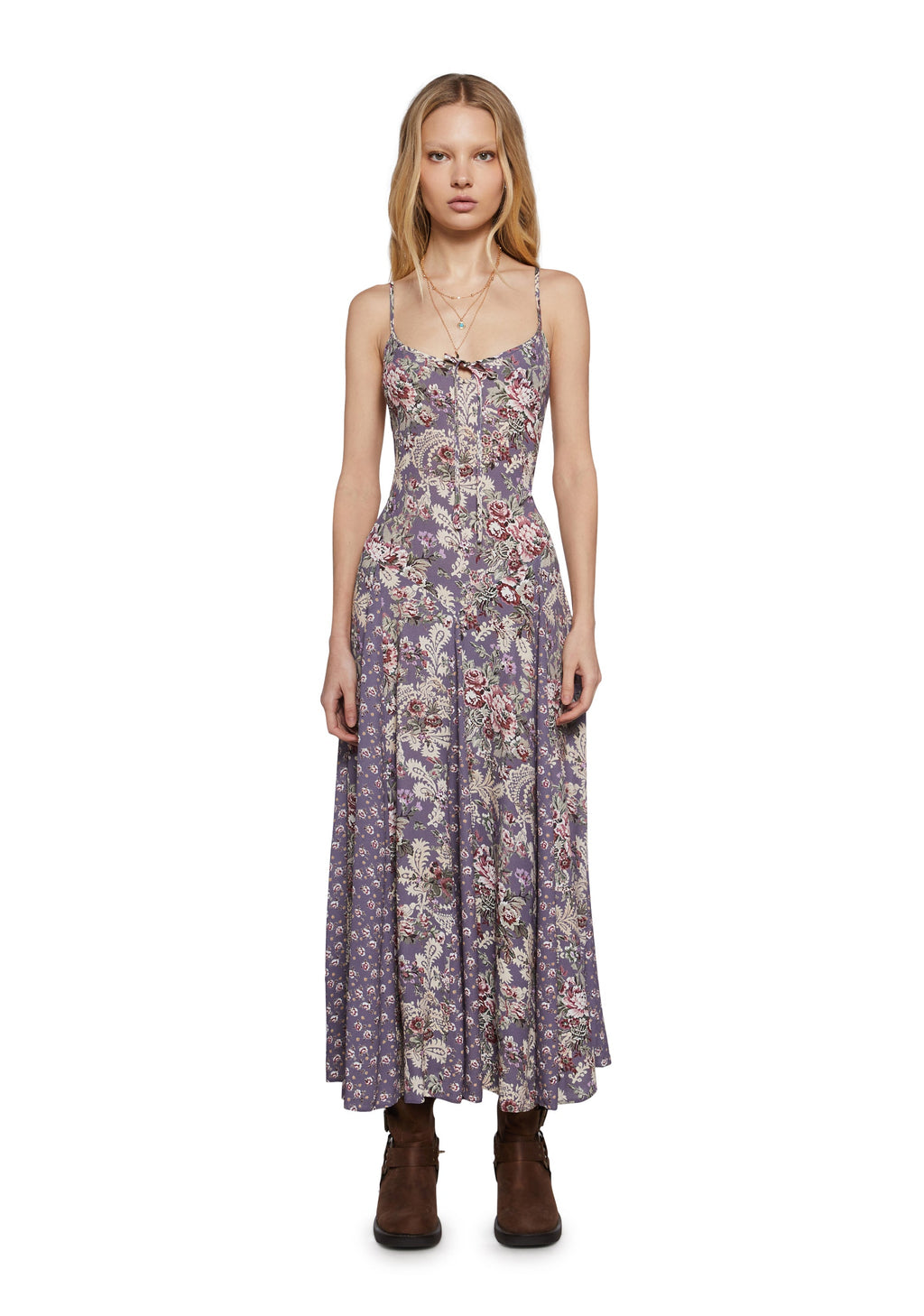 Lace Up Crossback Corset Midi Dress