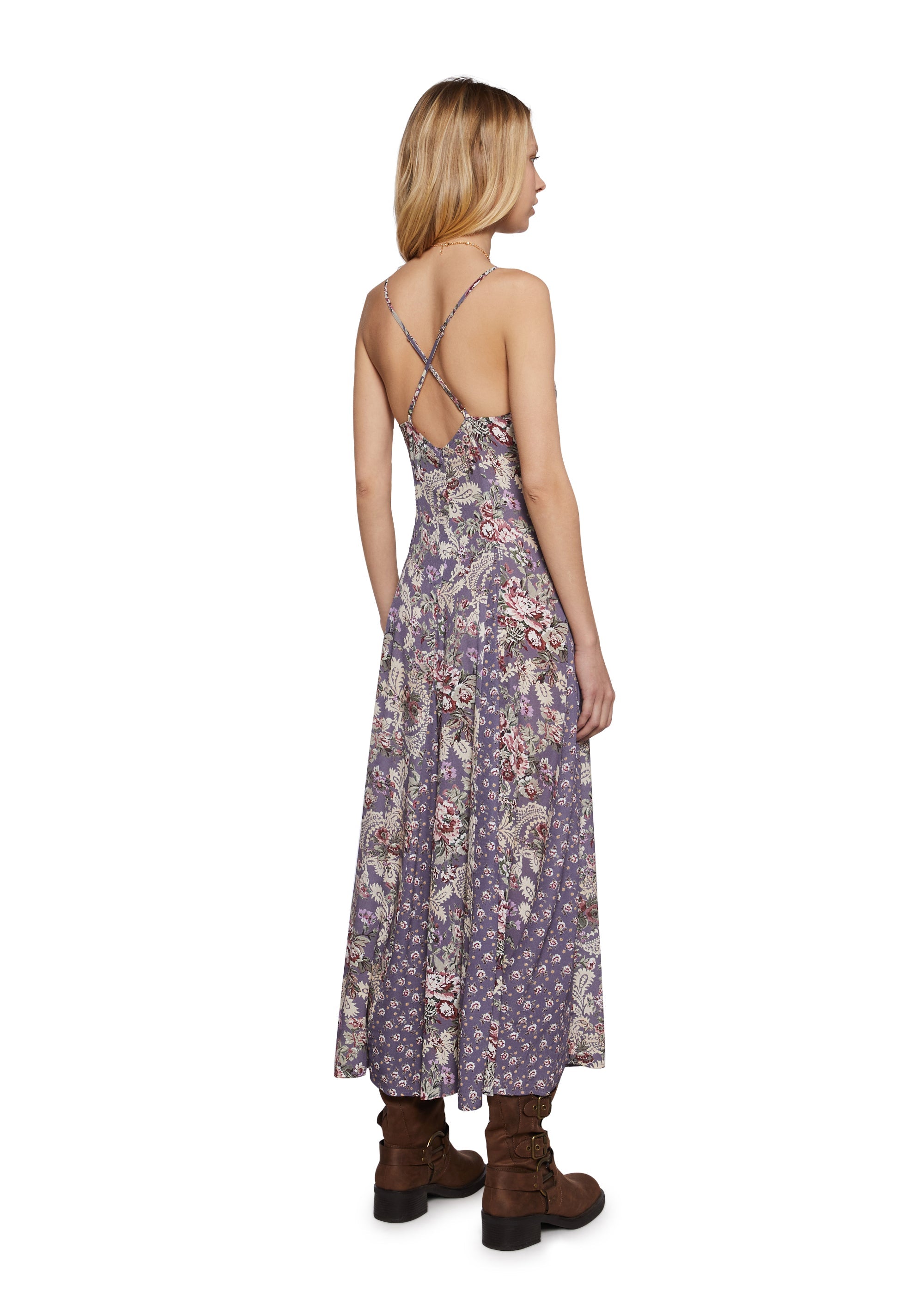Lace Up Crossback Corset Midi Dress