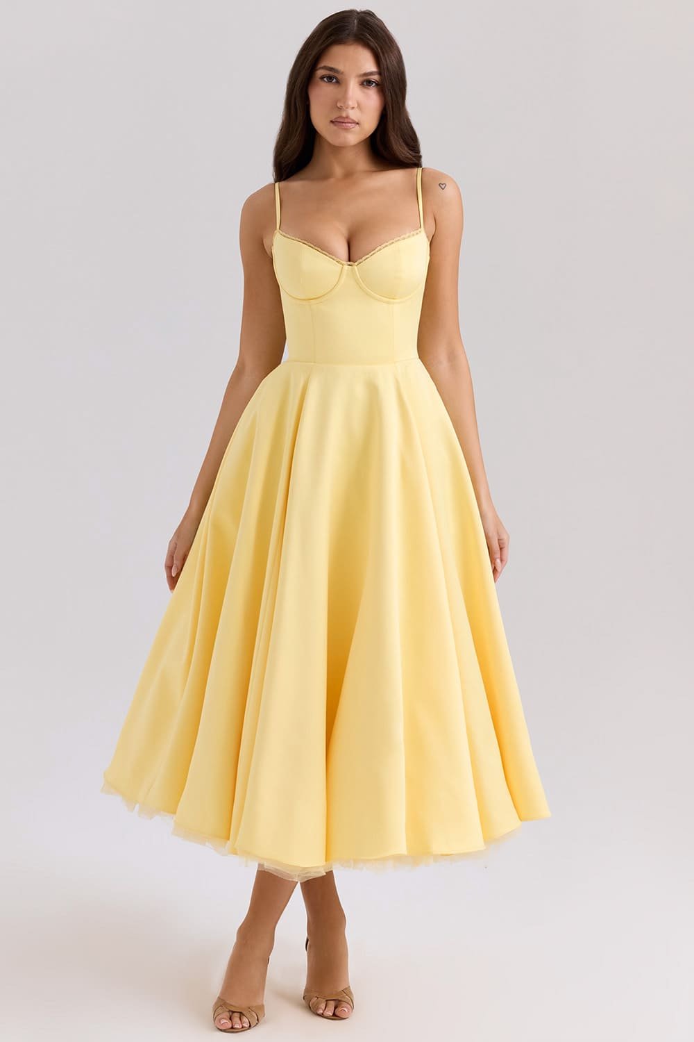Structured Bustier A Line Midi Dress