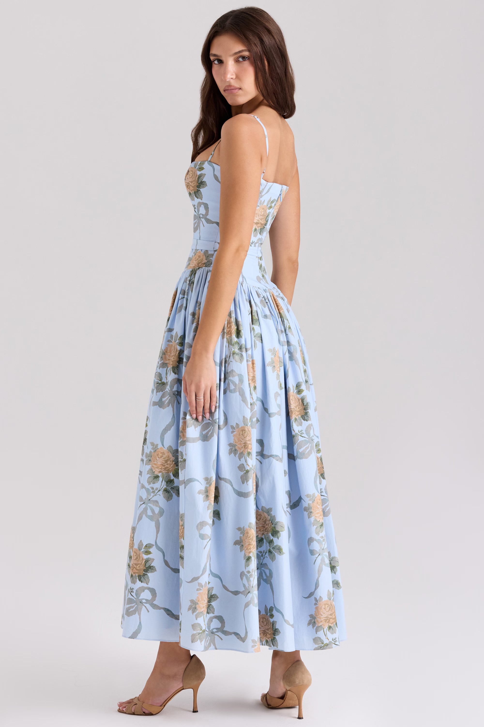 Ribbon Rose Corset Midi Dress